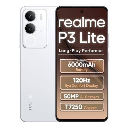 realme P3 Lite Smartphone 8GB + 256GB, White | 6000 mAh battery